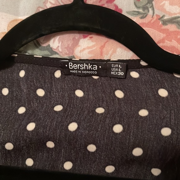 Bershka Black Polka Dot Wrap Dress - Picture 3 of 4